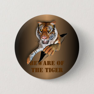Badge Rond 5 Cm Déchirure de la conception de tigre
