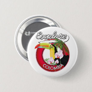 Badge Rond 5 Cm Découvrez le logo rétro Colombie