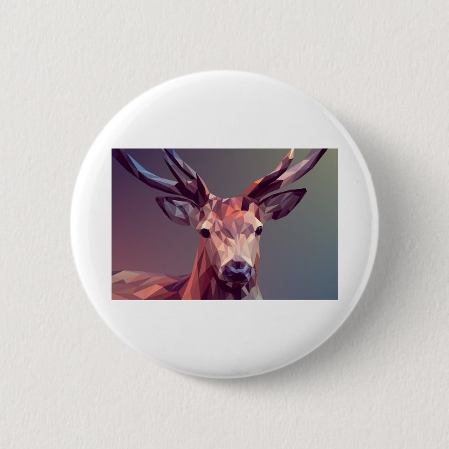 Badge Rond 5 Cm Deer Polygons Art Design Graphisme Animal Stag (Devant)
