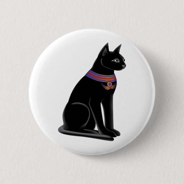Badge Rond 5 Cm Déesse Bastet de chat égyptien (Devant)
