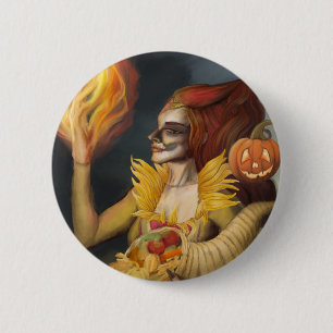 Badge Rond 5 Cm Déesse d'automne