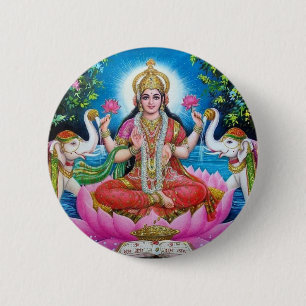 Badge Rond 5 Cm Déesse de Lakshmi de l'amour, de la prospérité,