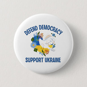 Badge Rond 5 Cm Défendre la démocratie soutenir l'Ukraine Amérique