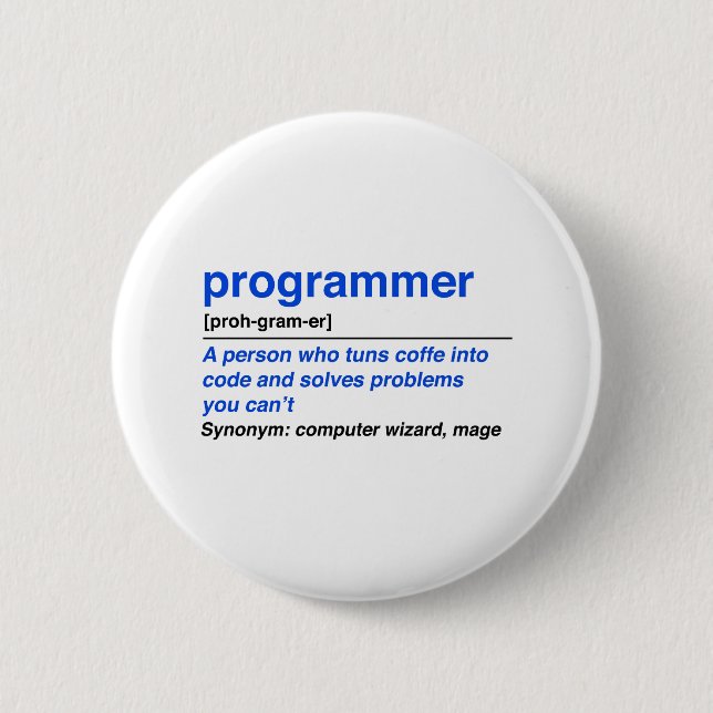 Badge Rond 5 Cm Définition de programmeur (Devant)