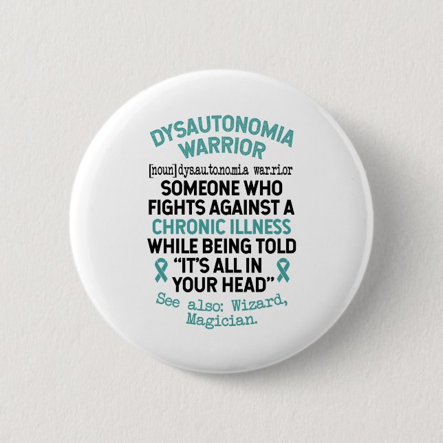 Badge Rond 5 Cm Définition Dysautonomie guerrier (Devant)