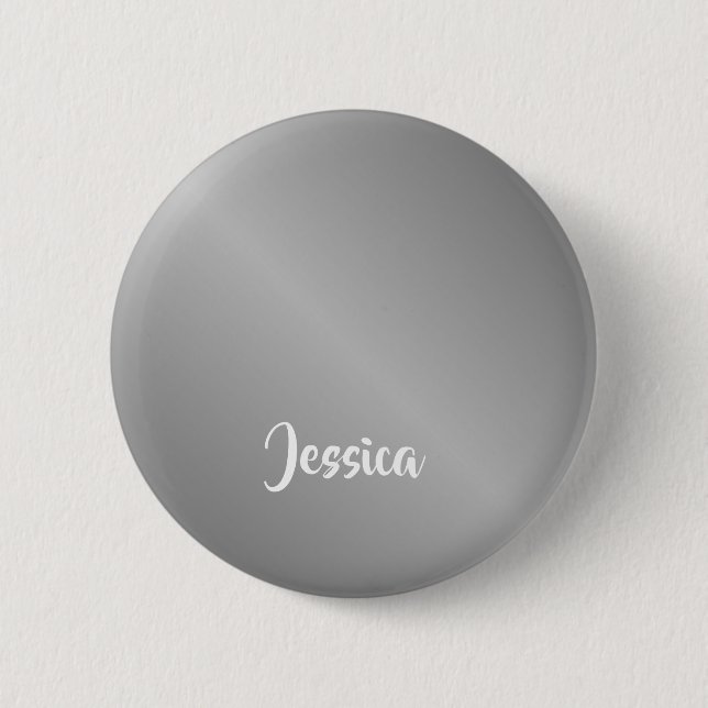 Badge Rond 5 Cm dégradé d'argent de nom personnalisé (Devant)