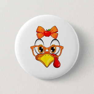 Badge Rond 5 Cm Déguisement de Thanksgiving Coquette pomme visage
