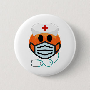 Badge Rond 5 Cm Déguisement drôle et effrayant d'infirmière citrou