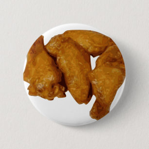 Badge Rond 5 Cm Délicieux croustillant d'ailes de poulet