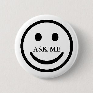 Badge Rond 5 Cm Demandez-moi de faire face au bouton amical de