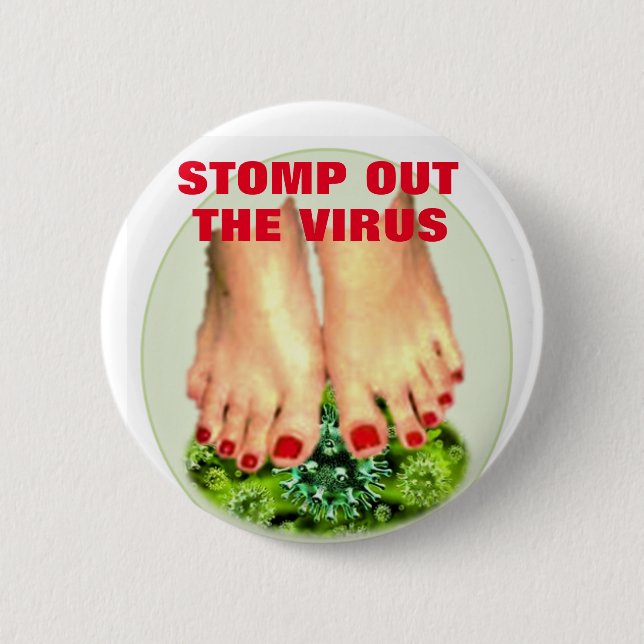 BADGE ROND 5 CM DÉMARREZ LE BOUTON VIRUS (Devant)