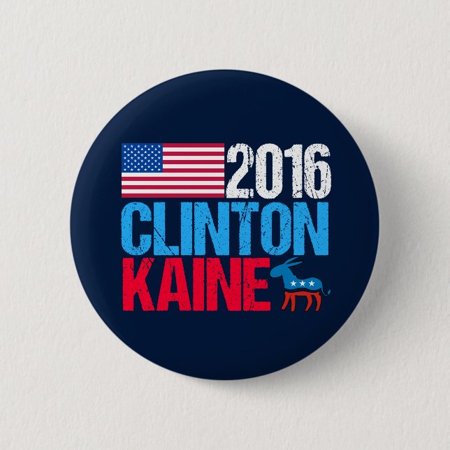 Badge Rond 5 Cm Démocrate Hillary Clinton Tim Kaine 2016 (Devant)