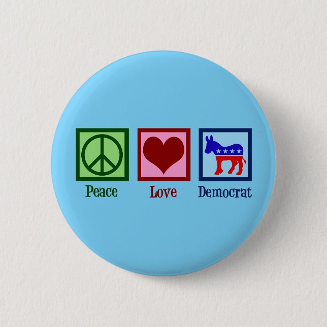 Badge Rond 5 Cm Démocrate Peace Love (Devant)