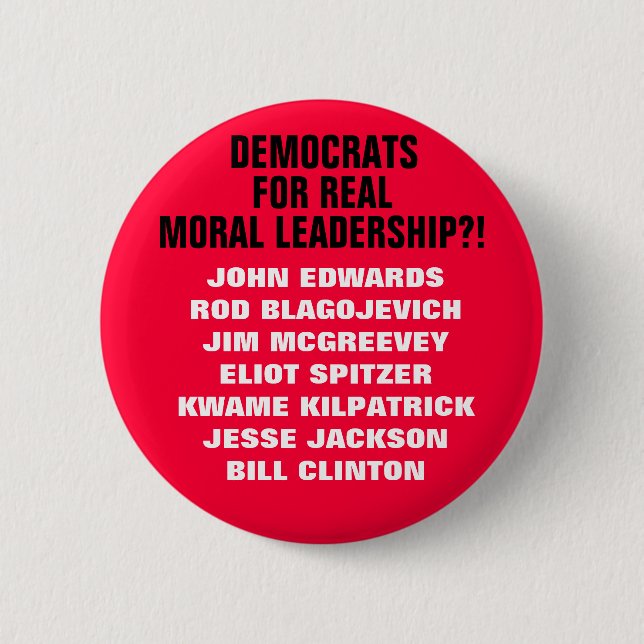 BADGE ROND 5 CM DÉMOCRATE POUR LA VRAIE DIRECTION MORALE ? ! UNE (Devant)