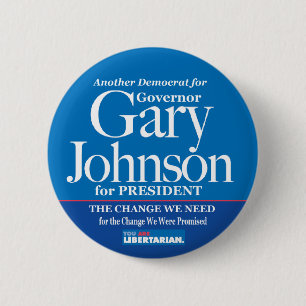 Badge Rond 5 Cm Démocrate pour le bouton de Gary Johnson