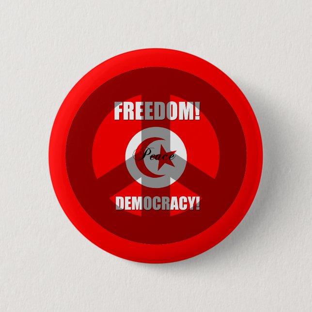 Badge Rond 5 Cm démocratie Tunisie de liberté (Devant)