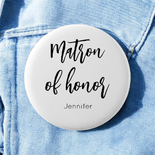 Badge Rond 5 Cm Demoiselle d'honneur Bouton Mariage Noir Blanc