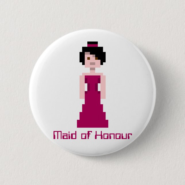 Badge Rond 5 Cm Demoiselle d'honneur de pixel - rouge foncé - (Devant)