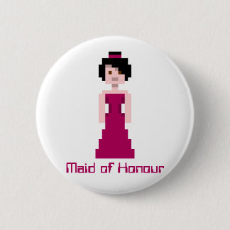 Badge Rond 5 Cm Demoiselle d'honneur de pixel - rouge foncé -