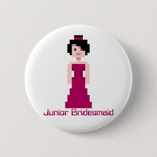 Badge Rond 5 Cm Demoiselle d'honneur de pixel - rouge foncé -