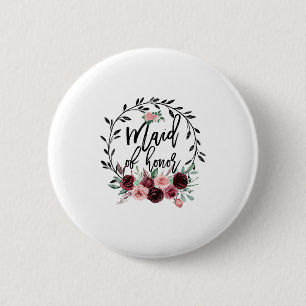Badge Rond 5 Cm Demoiselle d'honneur Fleur Shower Mariage Enterrem
