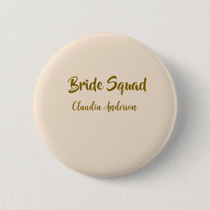 Badge Rond 5 Cm Demoiselle d'honneur nom de la mariée orange doré 