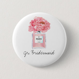 Badge Rond 5 Cm Demoiselle d'honneur Pink Peonies & Perfume Jr.