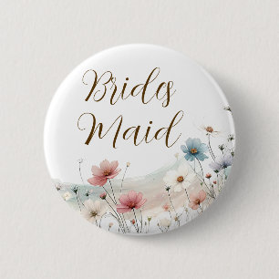 Badge Rond 5 Cm Demoiselle d'honneur Réception de mariage sauvag