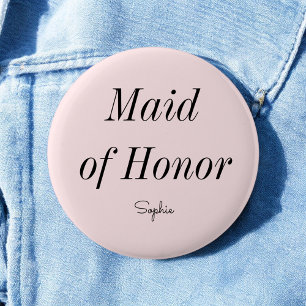 Badge Rond 5 Cm Demoiselle d'Honneur Rose Mariage 