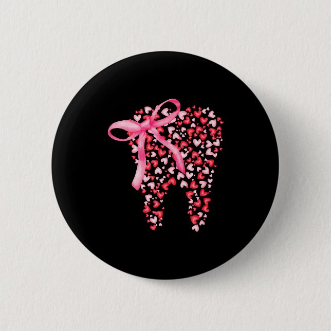 Badge Rond 5 Cm Dental Squad Valentines Cute Heart Teeth Dental Hy (Devant)
