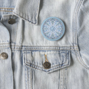 Badge Rond 5 Cm Dentelle en céramique bleu clair