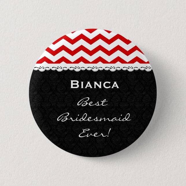 Badge Rond 5 Cm Dentelle ROUGE V16 de CHEVRONS de noce de (Devant)