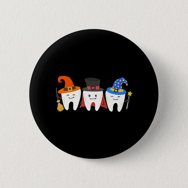 Badge Rond 5 Cm Dentiste Halloween dents Dentaire (Devant)