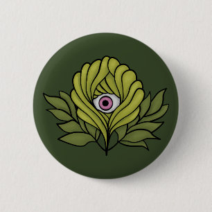 Badge Rond 5 Cm Déplaisant mignon Plante Printemps vert Imaginaire