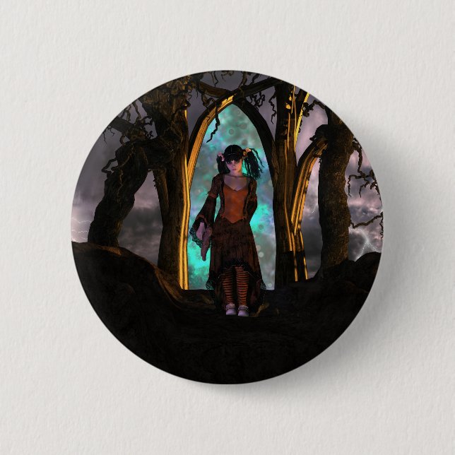 Badge Rond 5 Cm Déplaisante et mignonne fille d'Halloween (Devant)