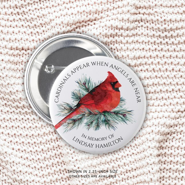 Badge Rond 5 Cm Des Cardinaux Mémorial Semblent Dire Aquarelle Pin (Créateur téléchargé)