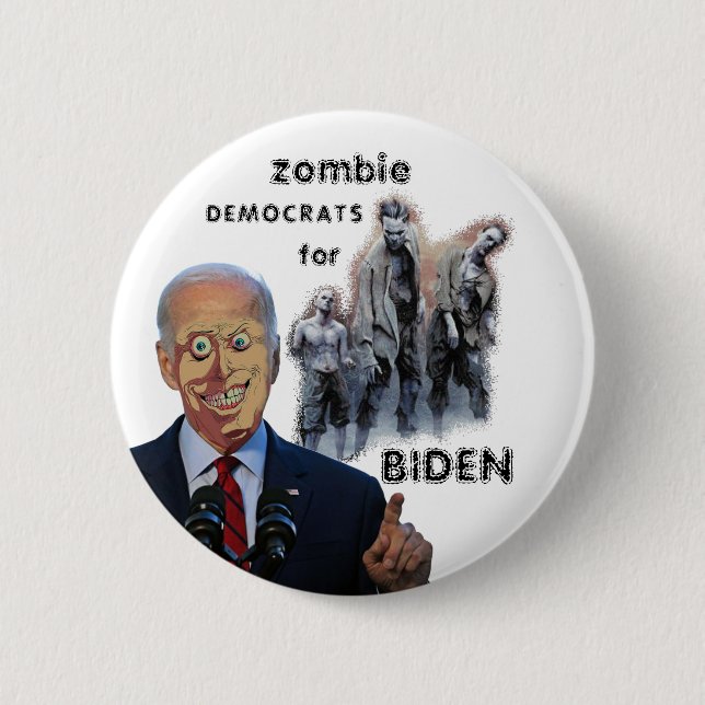 Badge Rond 5 Cm des démocrates zombies pour Biden (Devant)