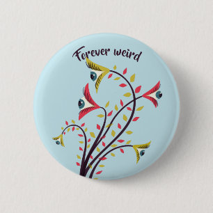 Badge Rond 5 Cm Des Fleurs Colorées Étrangères Aux Yeux Étonnants