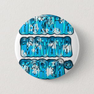 Badge Rond 5 Cm Design bleu vintage Zombi Design Hakuna Matata K