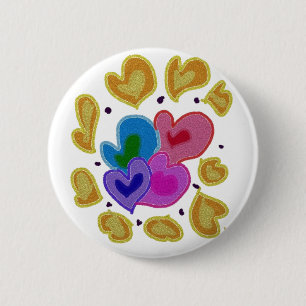 Badge Rond 5 Cm Design Coeur coloré