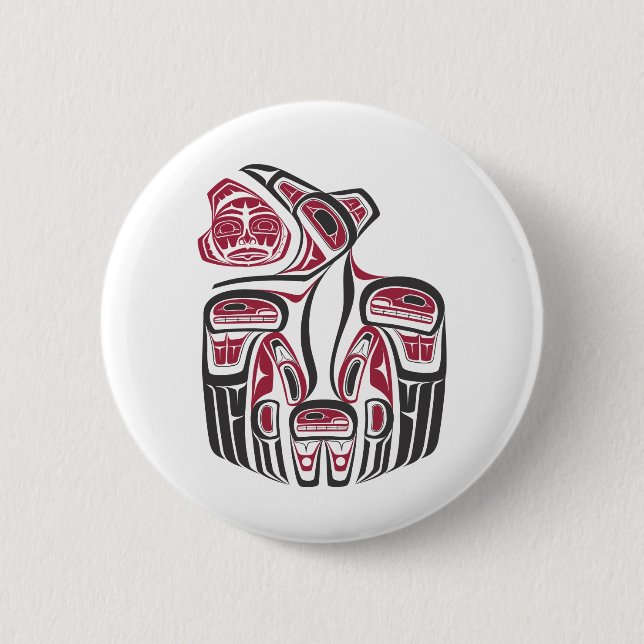Badge Rond 5 Cm Design de Haida Raven (Devant)