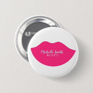 Badge Rond 5 Cm Design de lèvres roses chaudes Maquilleur