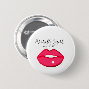 Badge Rond 5 Cm Design de lèvres roses chaudes Maquilleur