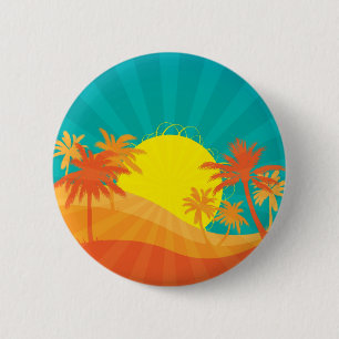 Badge Rond 5 Cm Design de surf tropical rétro de Sunset Beach