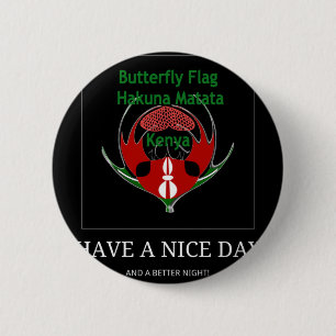 Badge Rond 5 Cm Design du Bouclier kenyan : Drapeau de papillon.