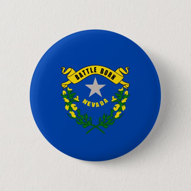 Badge Rond 5 Cm Design du drapeau d'état du Nevada (Devant)