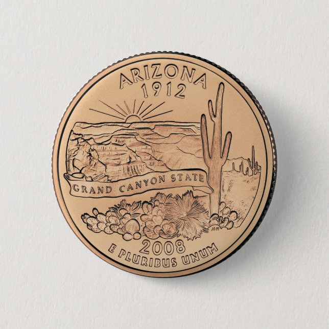 Badge Rond 5 Cm Design du quartier d'état de l'Arizona (Devant)