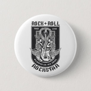 Badge Rond 5 Cm Design Guitar Rock