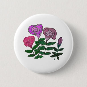 Badge Rond 5 Cm Design Rose coloré