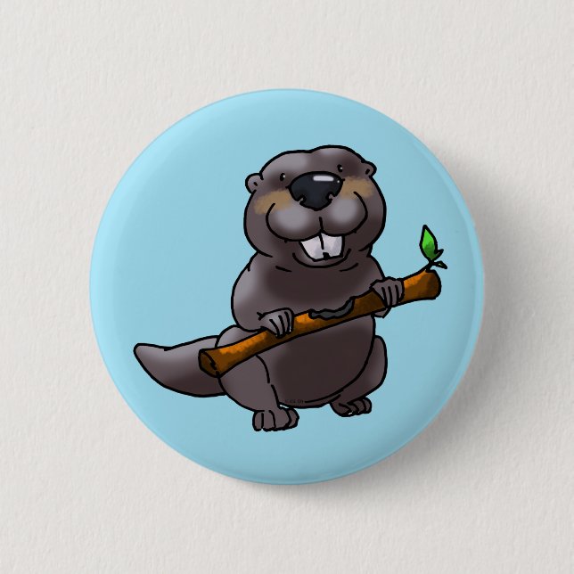 Badge Rond 5 Cm dessin animé de castor mignon (Devant)